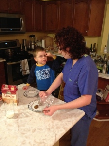 Aiden & Melissa getting Ginger Snaps out for Santa