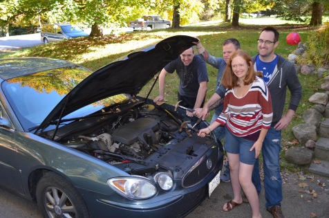 Peter, Jason, Julie and Rob pretending to fix a car :)