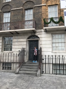 Abby in front of 12 Grimmauld Place